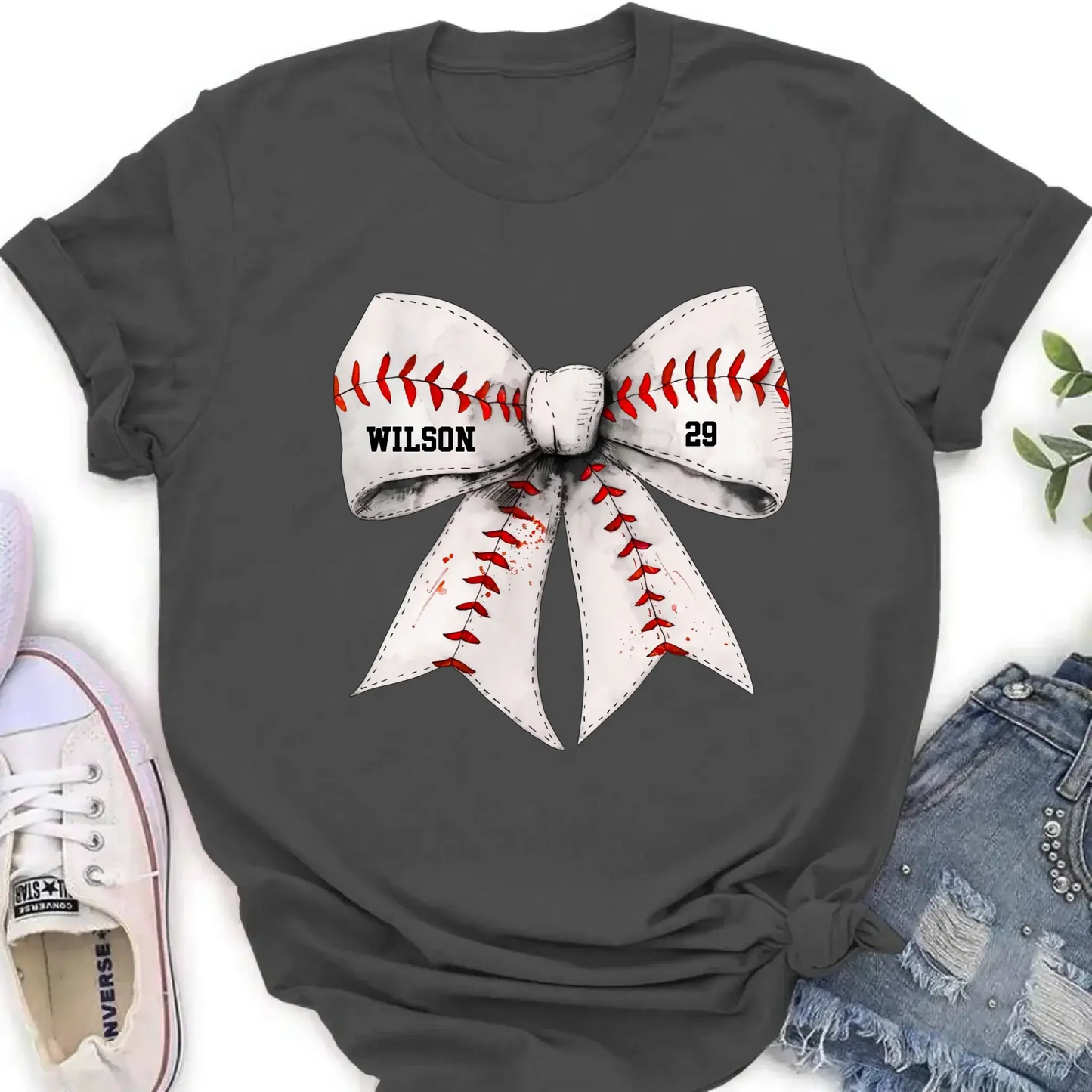 Retro Coquette Softball Bow - Personalized T-Shirt, Gift for Baseball/Softball Mom, Sport Mom Shirt Ezcustomize