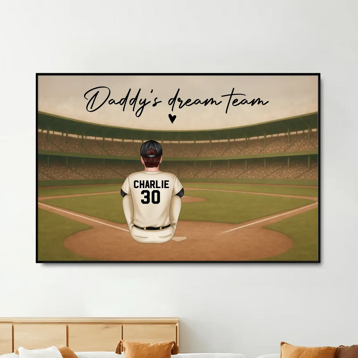 Retro Vintage Baseball Daddy's Dream Team Personalized Poster, Heartfelt Father's Day Gift For Dad, Husband Ezcustomize