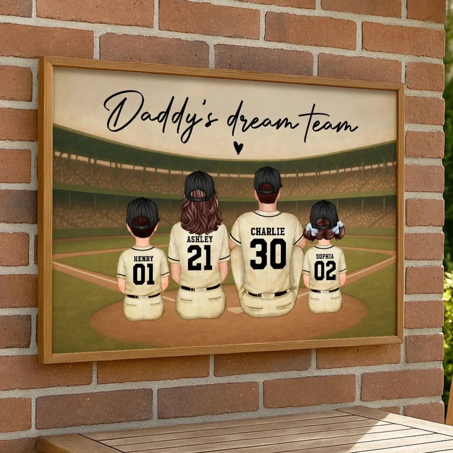 Retro Vintage Baseball Daddy's Dream Team Personalized Poster, Heartfelt Father's Day Gift For Dad, Husband Ezcustomize