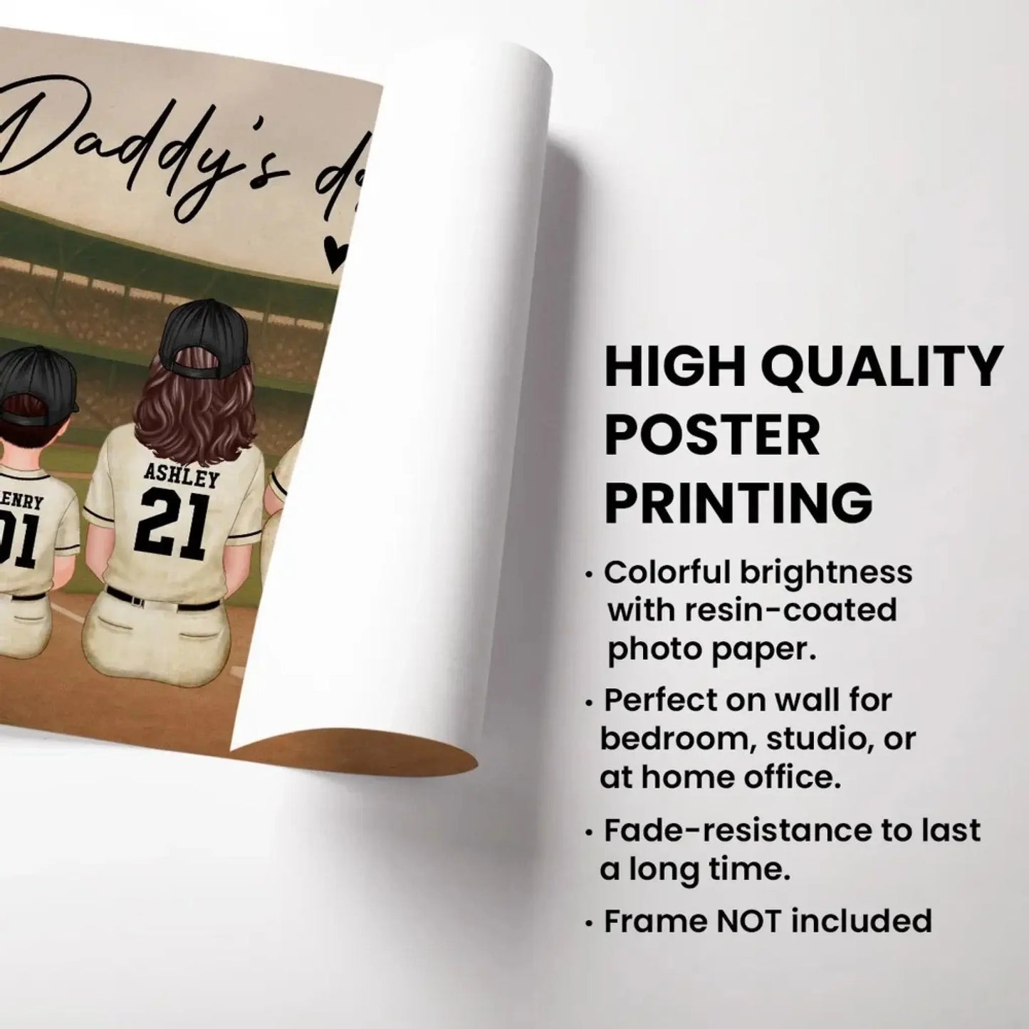 Retro Vintage Baseball Daddy's Dream Team Personalized Poster, Heartfelt Father's Day Gift For Dad, Husband Ezcustomize
