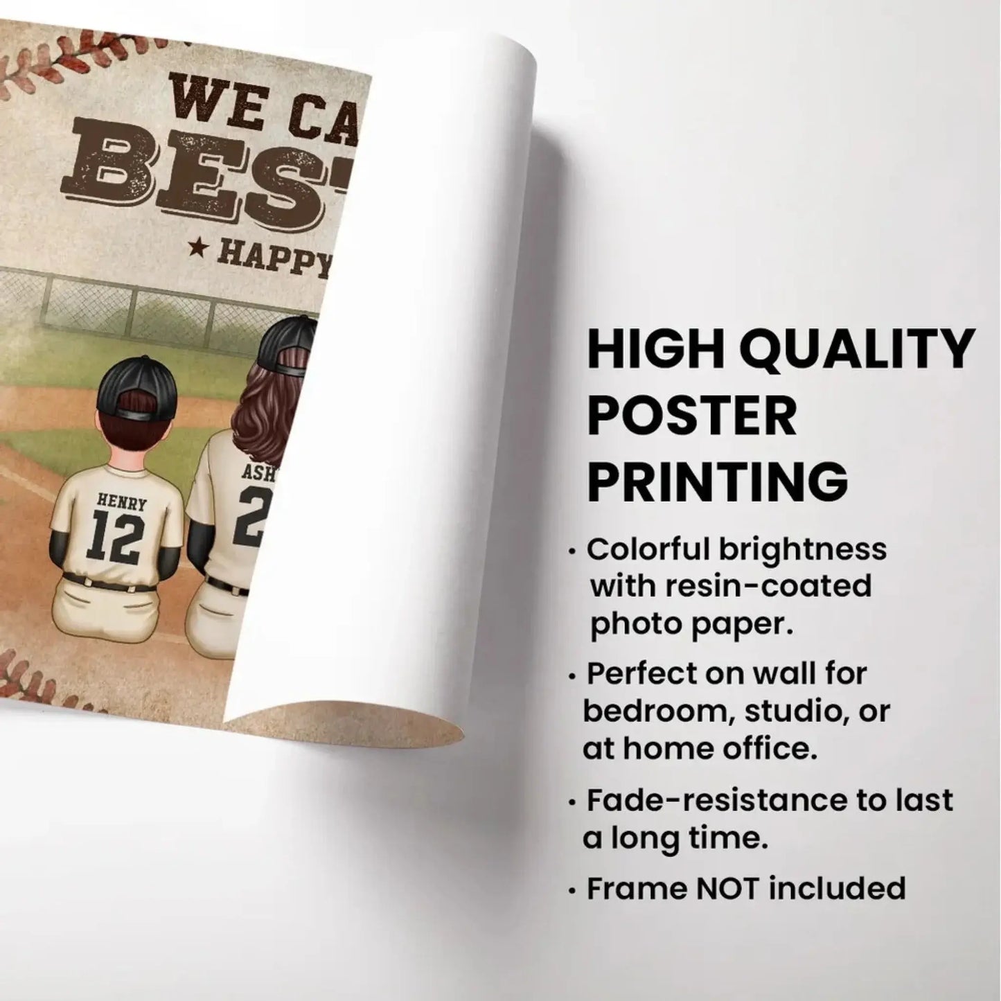 Retro Vintage Baseball Family – We Caught The Best Dad Poster/Canvas – Custom Father's Day Gift from Kids Ezcustomize