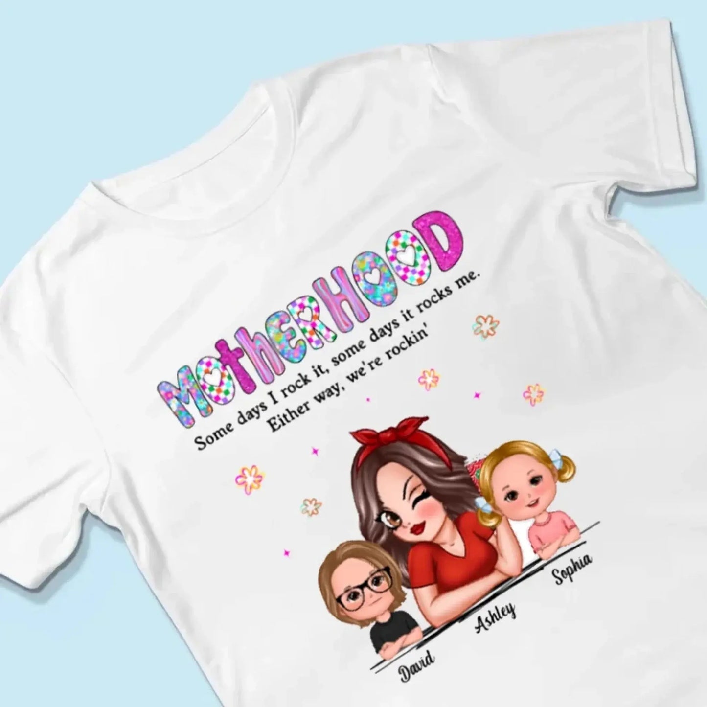Rockin’ Motherhood Shirt – Personalized T-Shirt with Mom & Kids – Custom Gift for Cool Moms on Mother’s Day or Birthday Ezcustomize