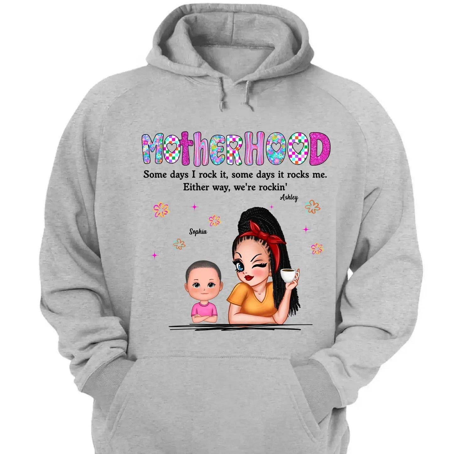 Rockin’ Motherhood Shirt – Personalized T-Shirt with Mom & Kids – Custom Gift for Cool Moms on Mother’s Day or Birthday Ezcustomize