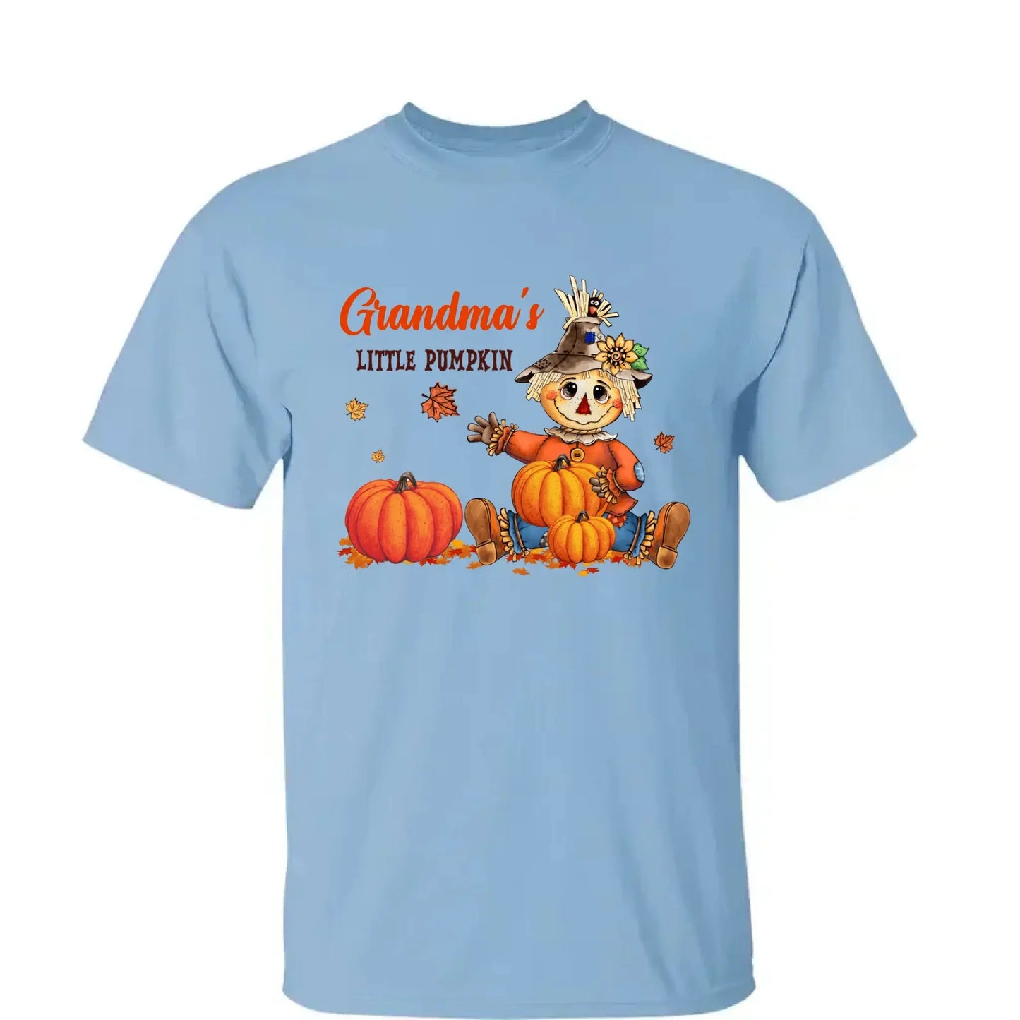 Scarecrow Grandma Pumpkin Shirt – Personalized Fall T-Shirt with Grandkids' Names – Autumn Gift for Nana, Mimi, Mom, Wife Ezcustomize