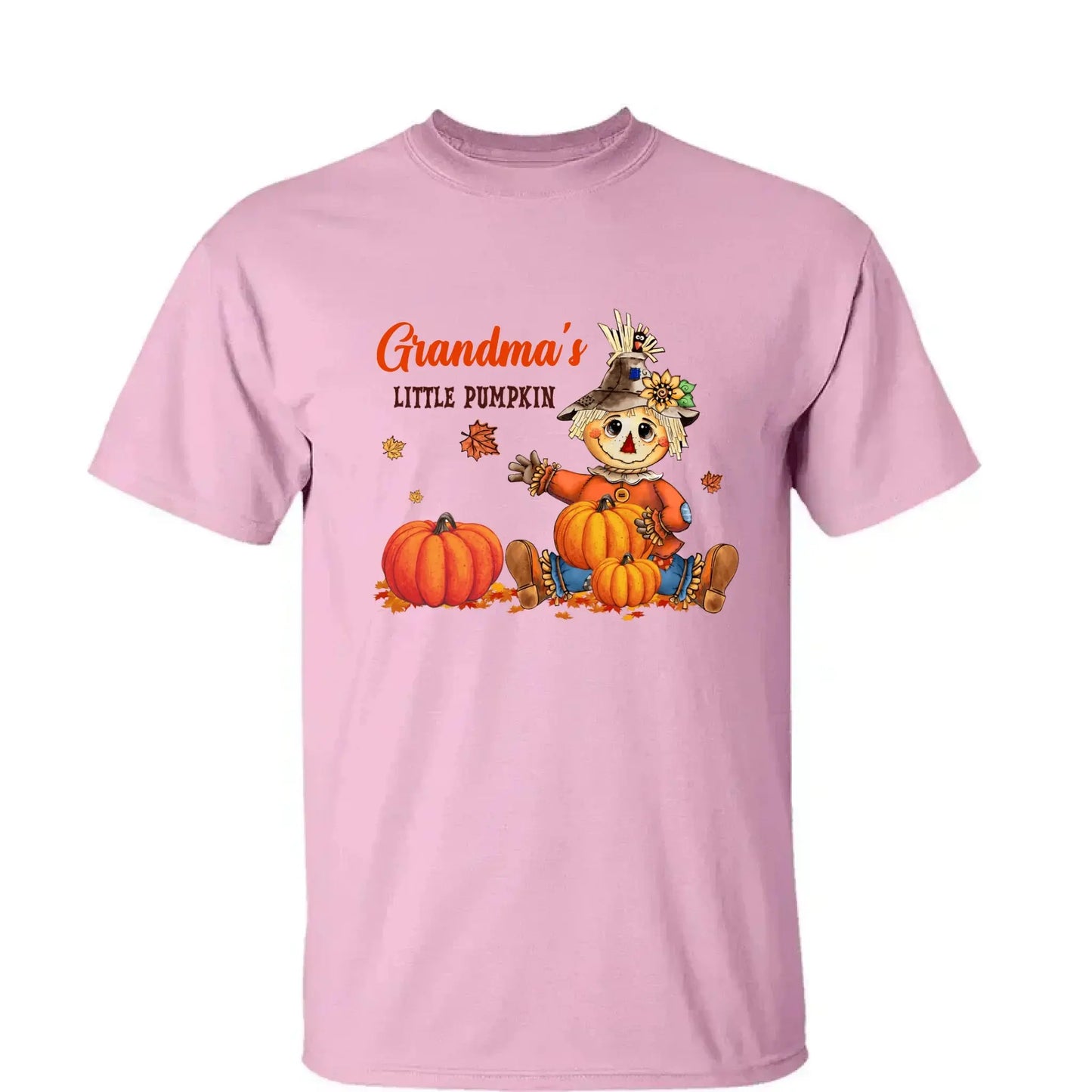 Scarecrow Grandma Pumpkin Shirt – Personalized Fall T-Shirt with Grandkids' Names – Autumn Gift for Nana, Mimi, Mom, Wife Ezcustomize