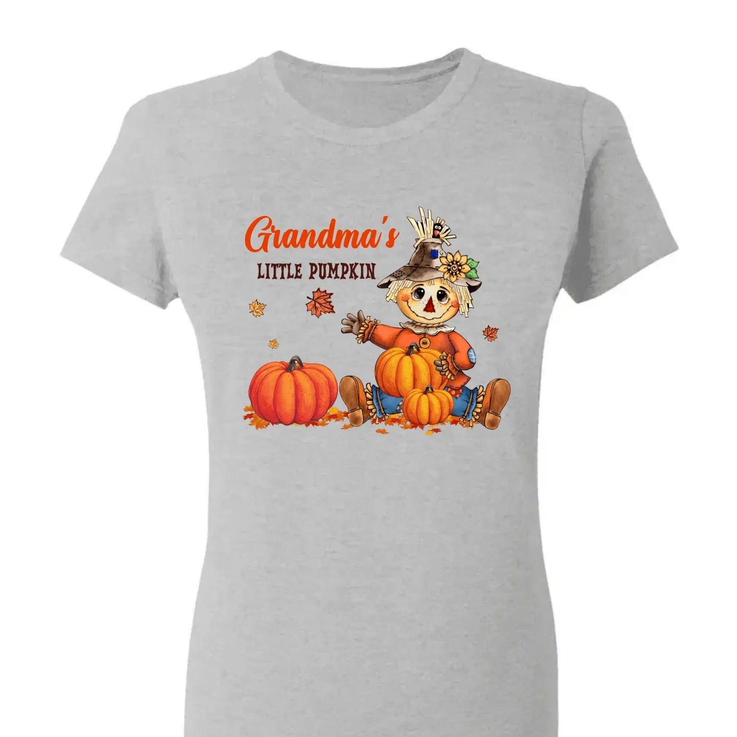 Scarecrow Grandma Pumpkin Shirt – Personalized Fall T-Shirt with Grandkids' Names – Autumn Gift for Nana, Mimi, Mom, Wife Ezcustomize