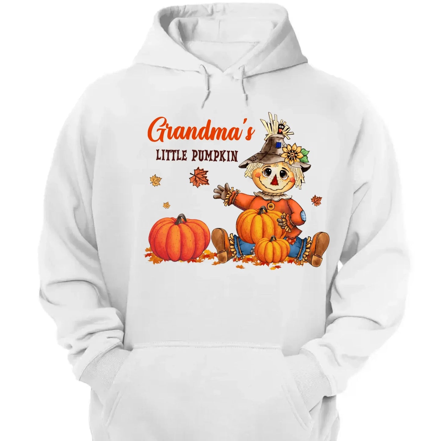 Scarecrow Grandma Pumpkin Shirt – Personalized Fall T-Shirt with Grandkids' Names – Autumn Gift for Nana, Mimi, Mom, Wife Ezcustomize