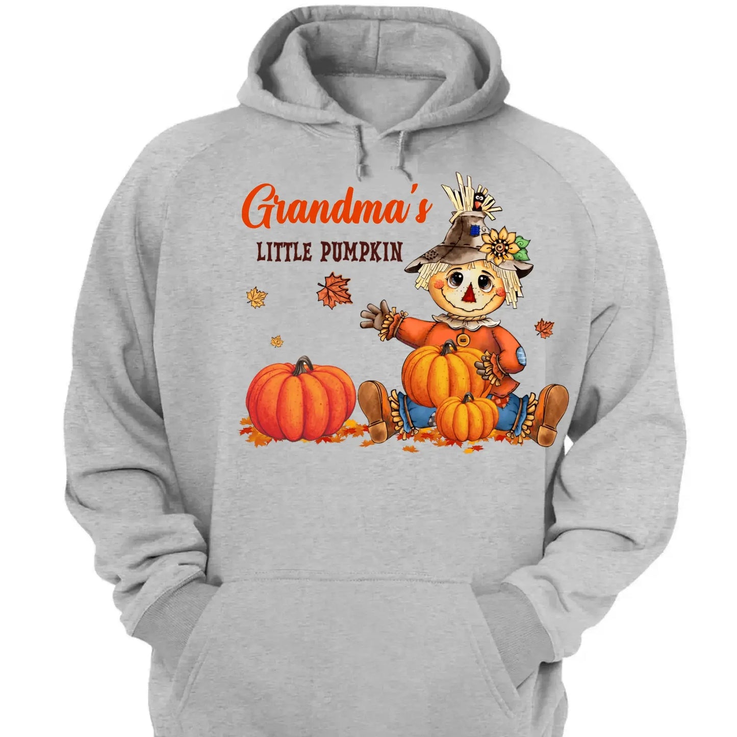 Scarecrow Grandma Pumpkin Shirt – Personalized Fall T-Shirt with Grandkids' Names – Autumn Gift for Nana, Mimi, Mom, Wife Ezcustomize