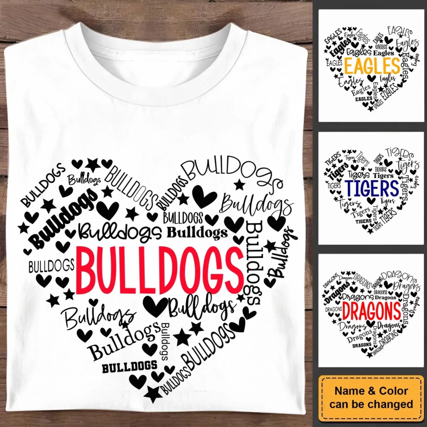School Mascot Heart Design – Personalized Teacher T-Shirt – Thoughtful Custom Gift for Educators, Coaches & Staff Ezcustomize