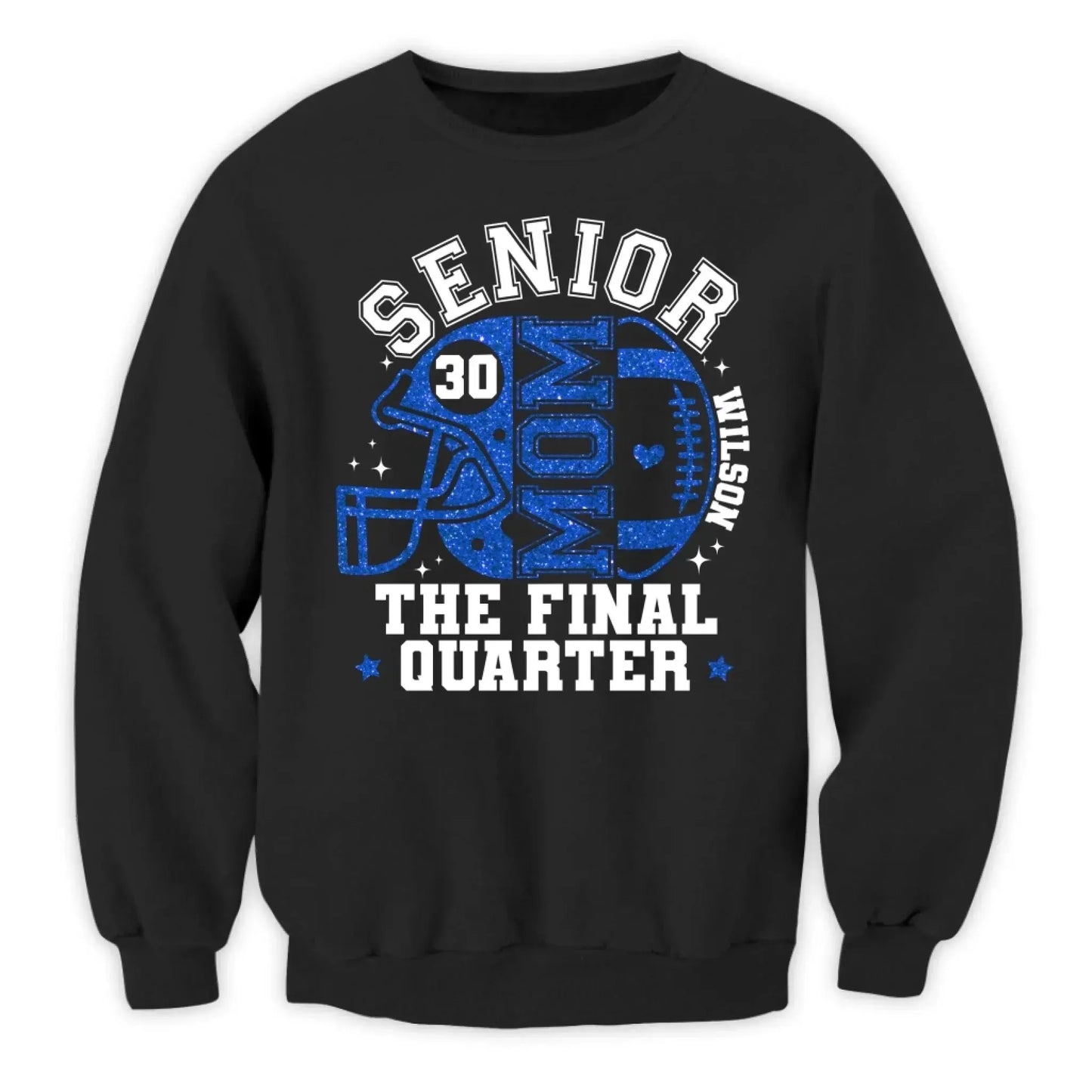 Senior Mom The Final Quarter – Personalized Custom Football T-Shirt – Unique Gift for Football Grandma, Grandpa, or Proud Parent Ezcustomize