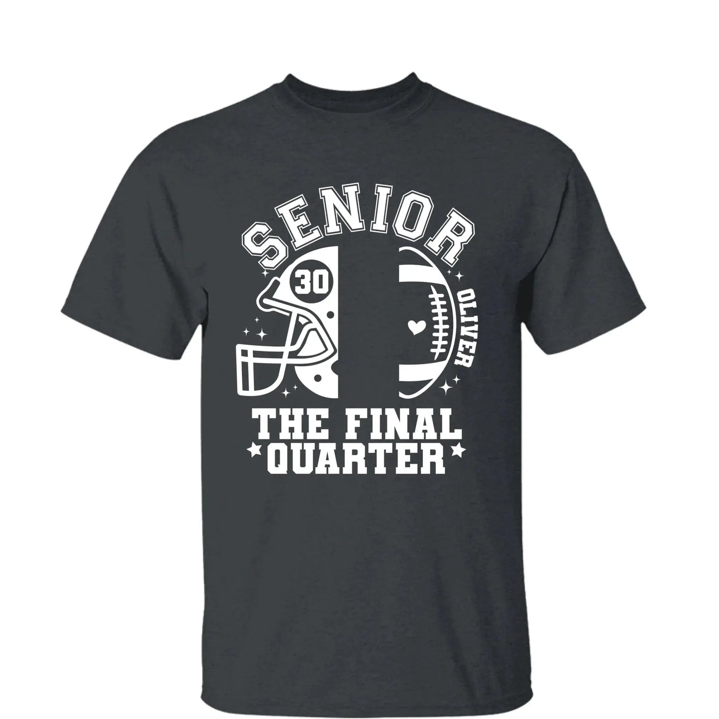 Senior Mom The Final Quarter – Personalized Custom Football T-Shirt – Unique Gift for Football Grandma, Grandpa, or Proud Parent Ezcustomize