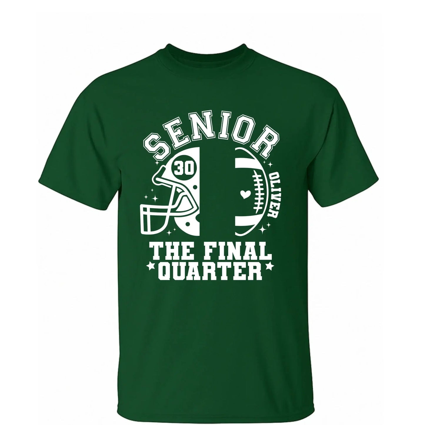 Senior Mom The Final Quarter – Personalized Custom Football T-Shirt – Unique Gift for Football Grandma, Grandpa, or Proud Parent Ezcustomize
