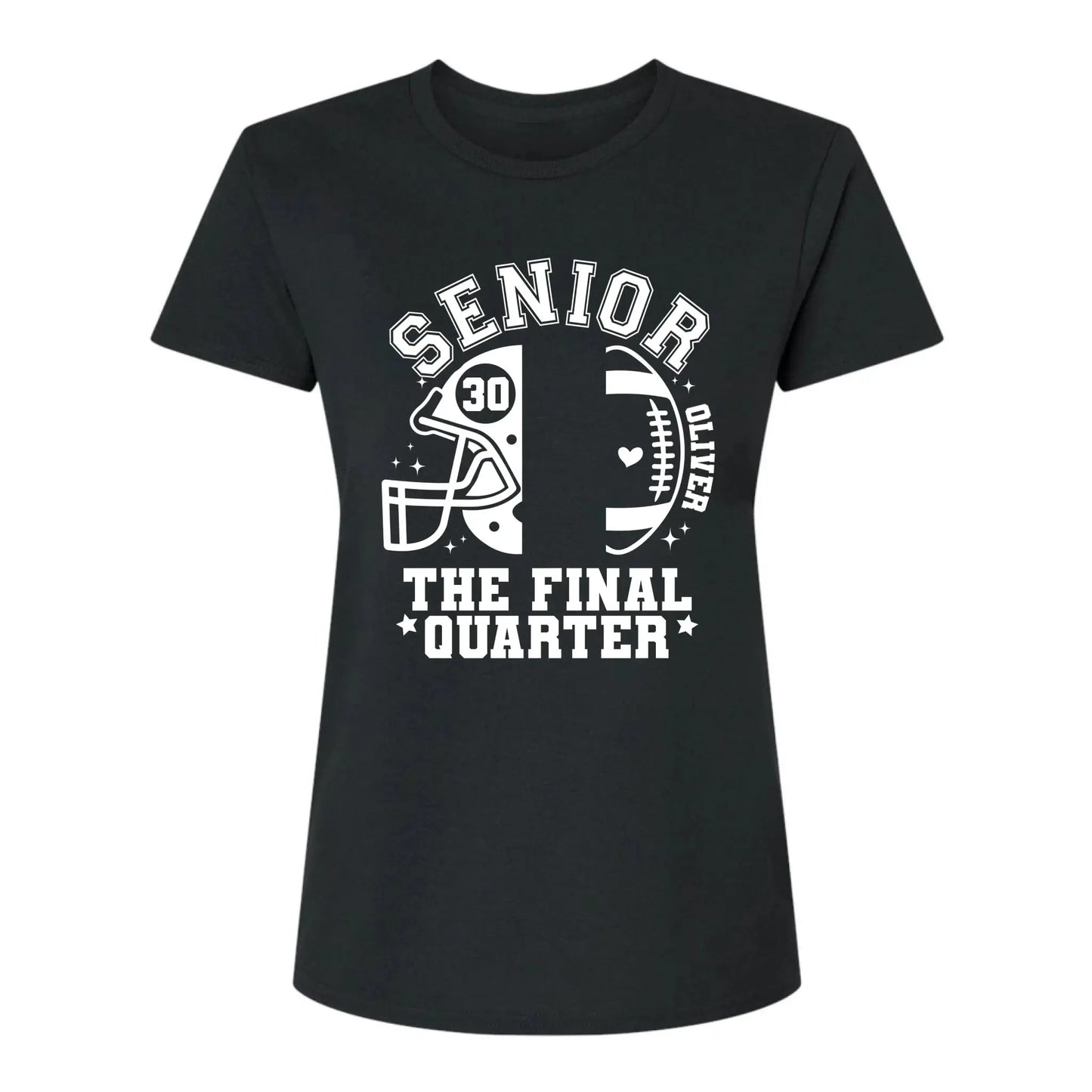Senior Mom The Final Quarter – Personalized Custom Football T-Shirt – Unique Gift for Football Grandma, Grandpa, or Proud Parent Ezcustomize