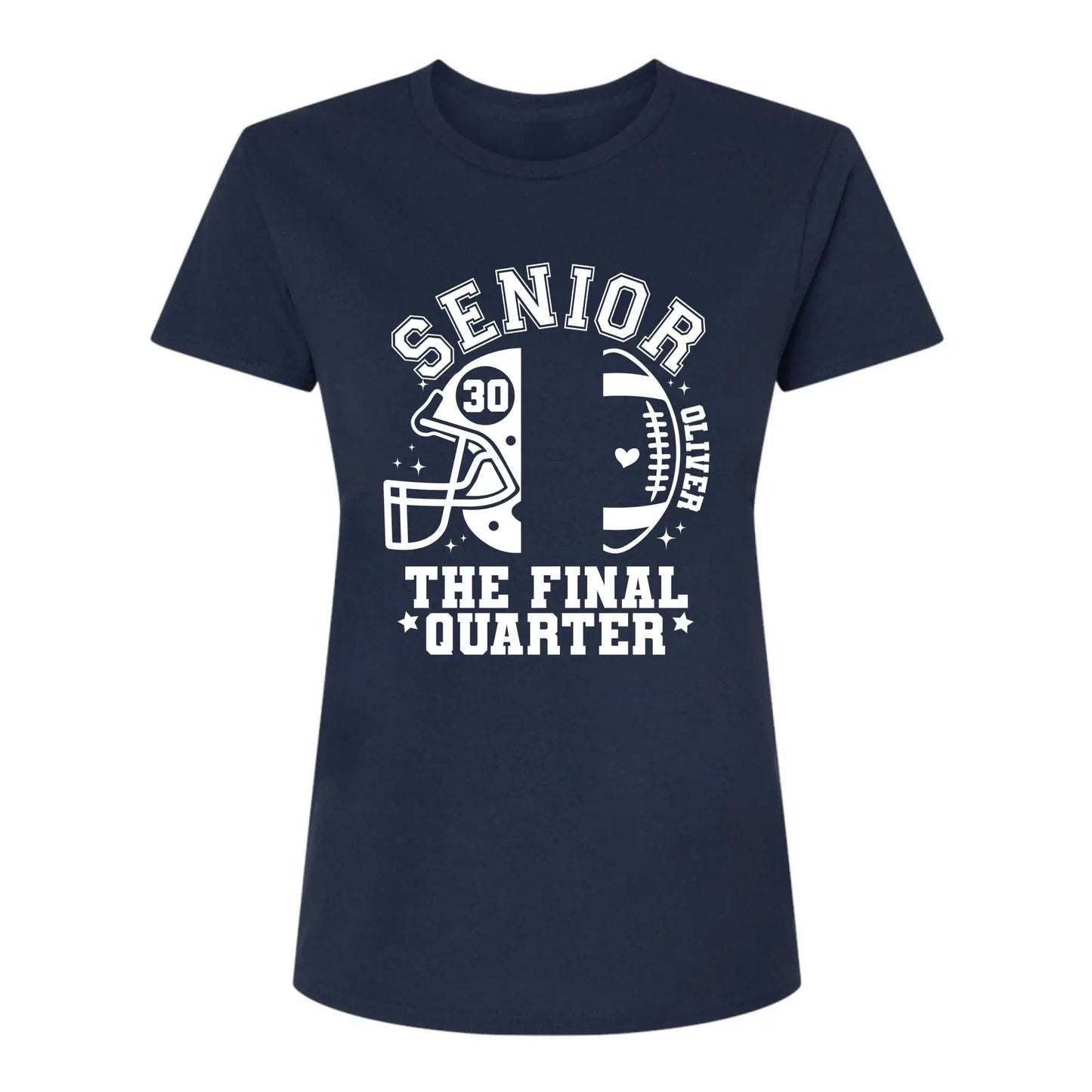 Senior Mom The Final Quarter – Personalized Custom Football T-Shirt – Unique Gift for Football Grandma, Grandpa, or Proud Parent Ezcustomize