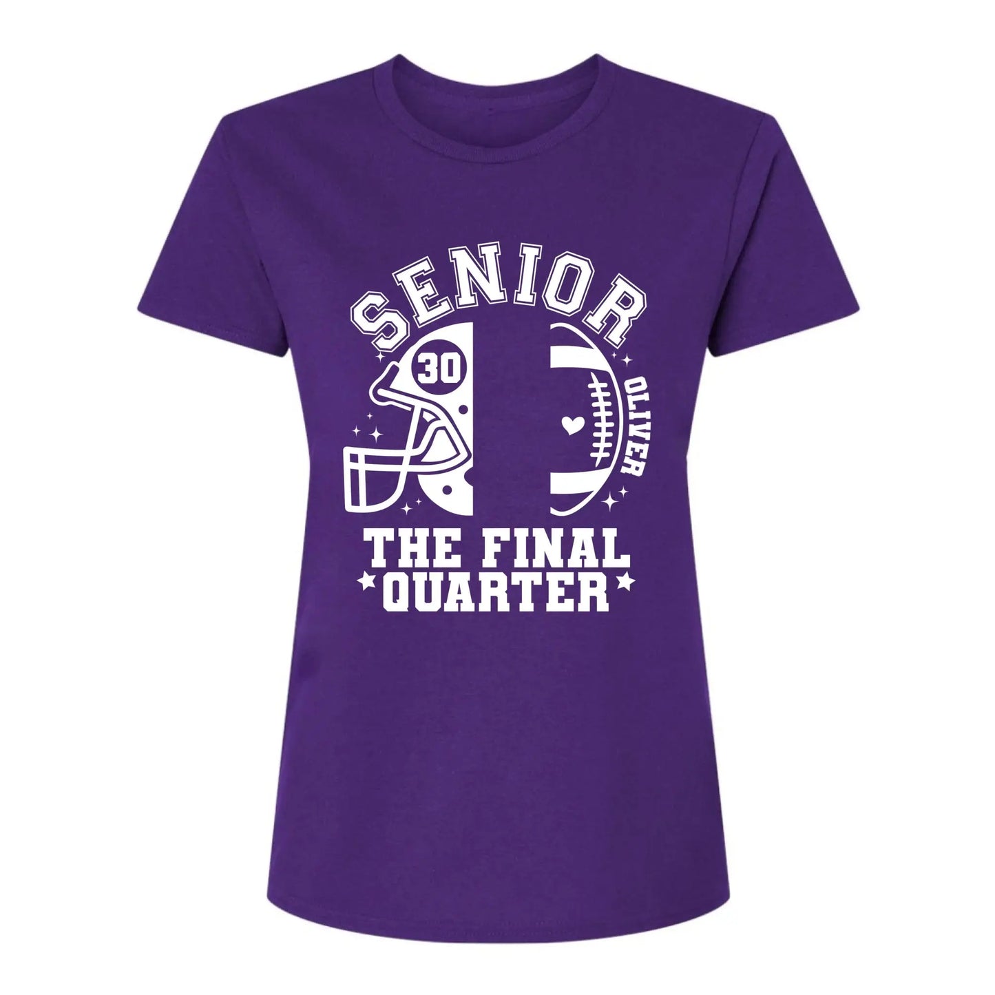 Senior Mom The Final Quarter – Personalized Custom Football T-Shirt – Unique Gift for Football Grandma, Grandpa, or Proud Parent Ezcustomize