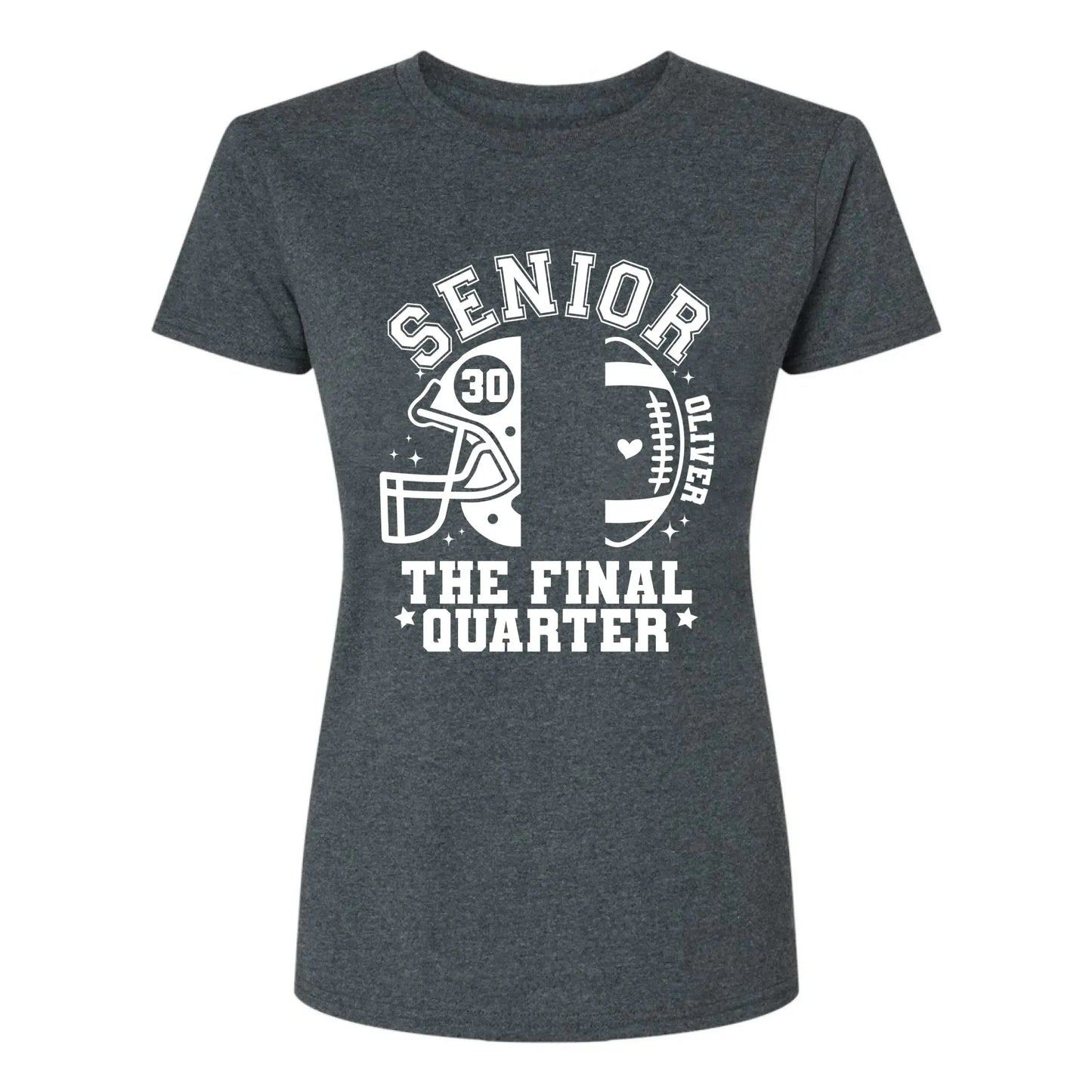 Senior Mom The Final Quarter – Personalized Custom Football T-Shirt – Unique Gift for Football Grandma, Grandpa, or Proud Parent Ezcustomize