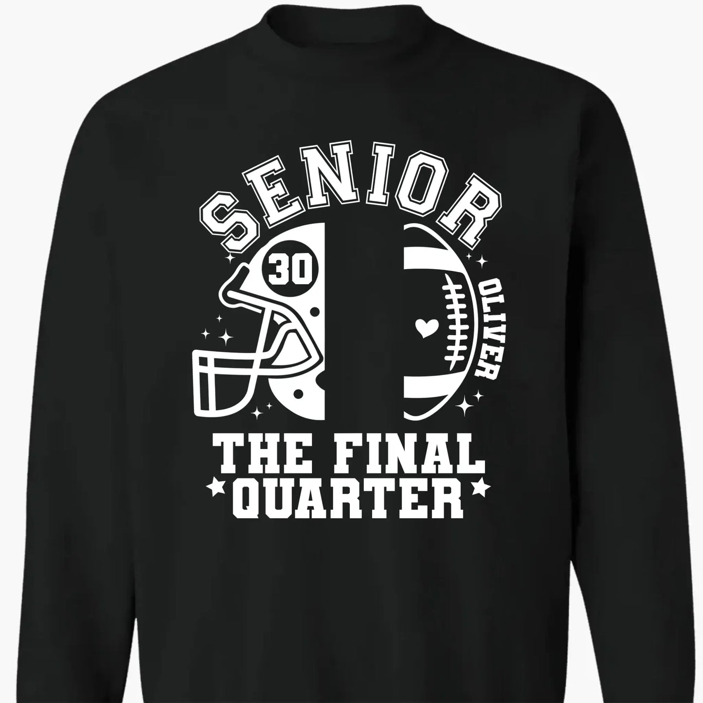 Senior Mom The Final Quarter – Personalized Custom Football T-Shirt – Unique Gift for Football Grandma, Grandpa, or Proud Parent Ezcustomize
