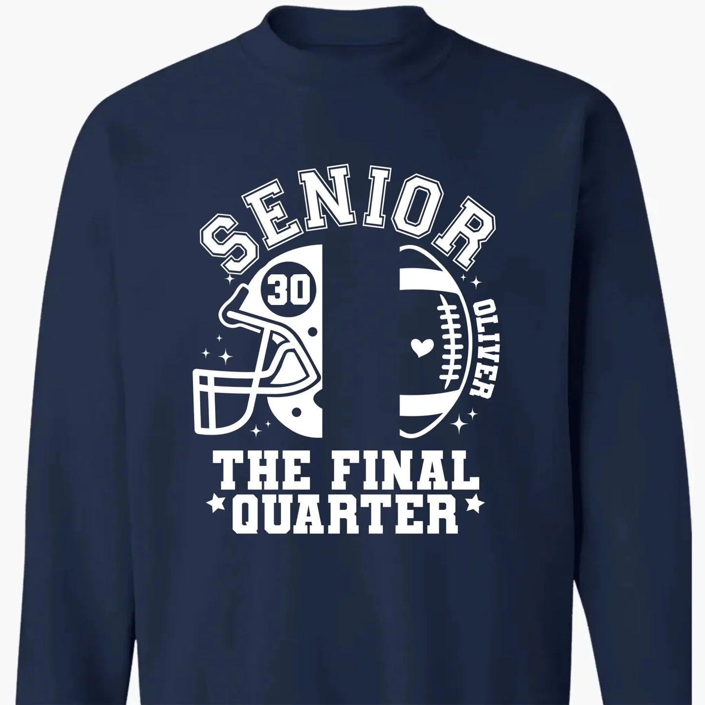 Senior Mom The Final Quarter – Personalized Custom Football T-Shirt – Unique Gift for Football Grandma, Grandpa, or Proud Parent Ezcustomize