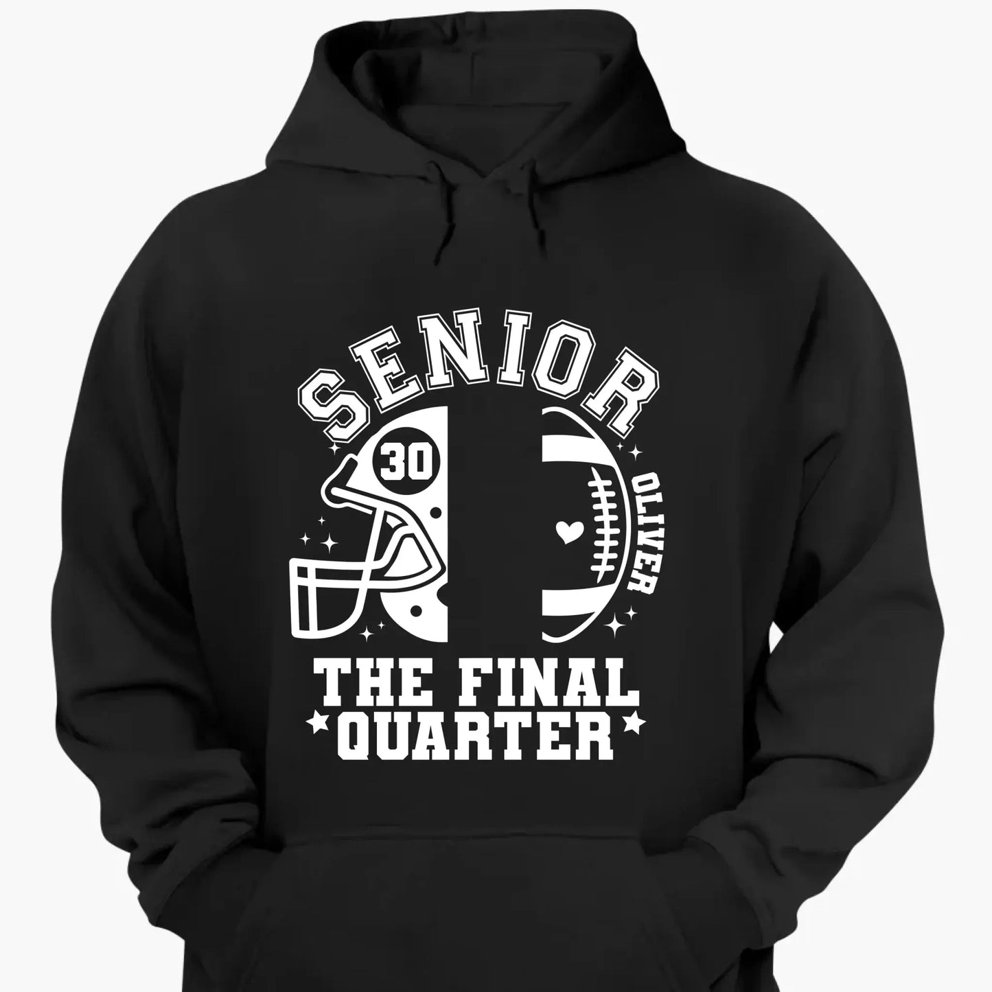 Senior Mom The Final Quarter – Personalized Custom Football T-Shirt – Unique Gift for Football Grandma, Grandpa, or Proud Parent Ezcustomize