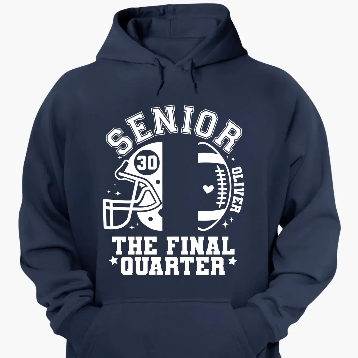 Senior Mom The Final Quarter – Personalized Custom Football T-Shirt – Unique Gift for Football Grandma, Grandpa, or Proud Parent Ezcustomize