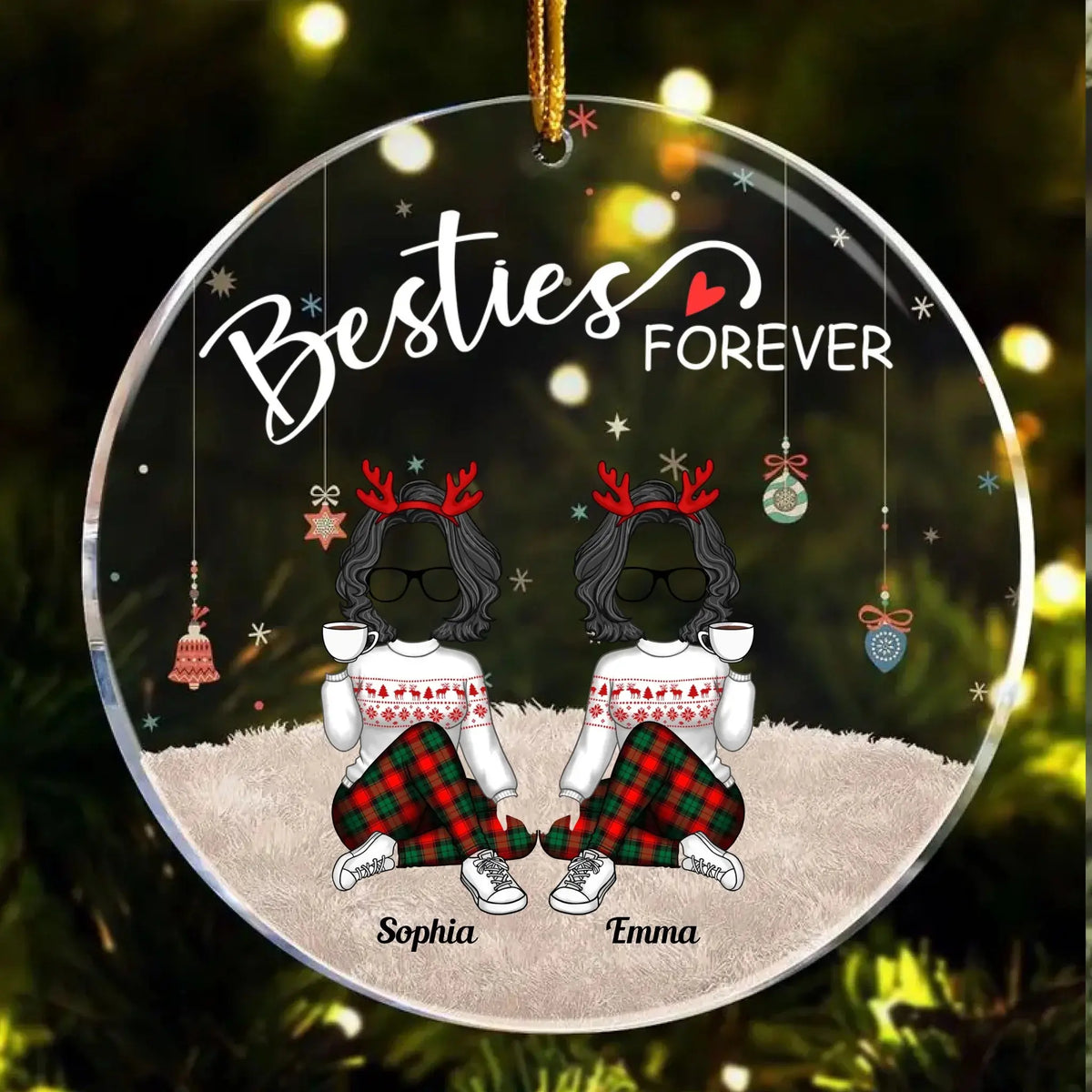 Sisters Forever – Personalized Circle Acrylic Ornament – Christmas & Birthday Keepsake Gift for Sister, Sisters and Best Friends