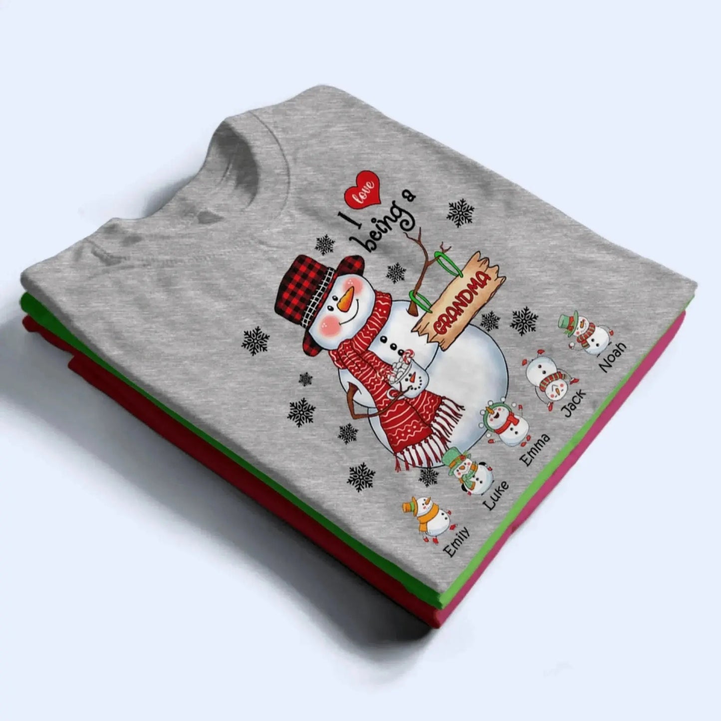 Snowman Christmas Grandma - Personalized Custom T Shirt - Christmas, Birthday, Loving, Funny Gift for Grandma, Grandpa Ezcustomize