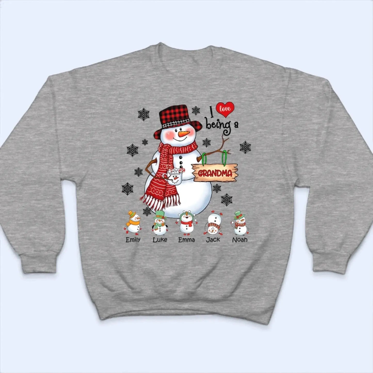 Snowman Christmas Grandma - Personalized Custom T Shirt - Christmas, Birthday, Loving, Funny Gift for Grandma, Grandpa Ezcustomize