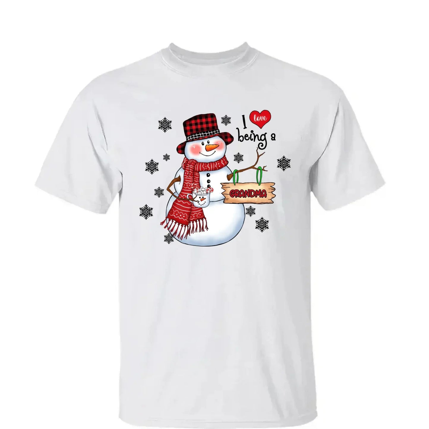 Snowman Christmas Grandma - Personalized Custom T Shirt - Christmas, Birthday, Loving, Funny Gift for Grandma, Grandpa Ezcustomize
