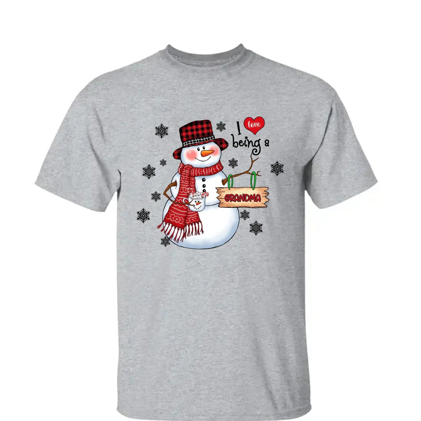 Snowman Christmas Grandma - Personalized Custom T Shirt - Christmas, Birthday, Loving, Funny Gift for Grandma, Grandpa Ezcustomize