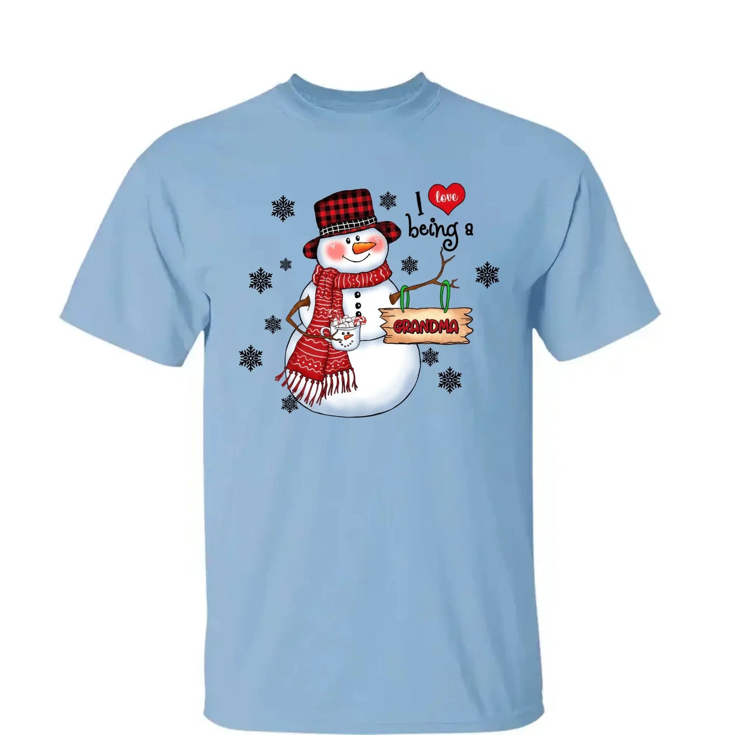 Snowman Christmas Grandma - Personalized Custom T Shirt - Christmas, Birthday, Loving, Funny Gift for Grandma, Grandpa Ezcustomize