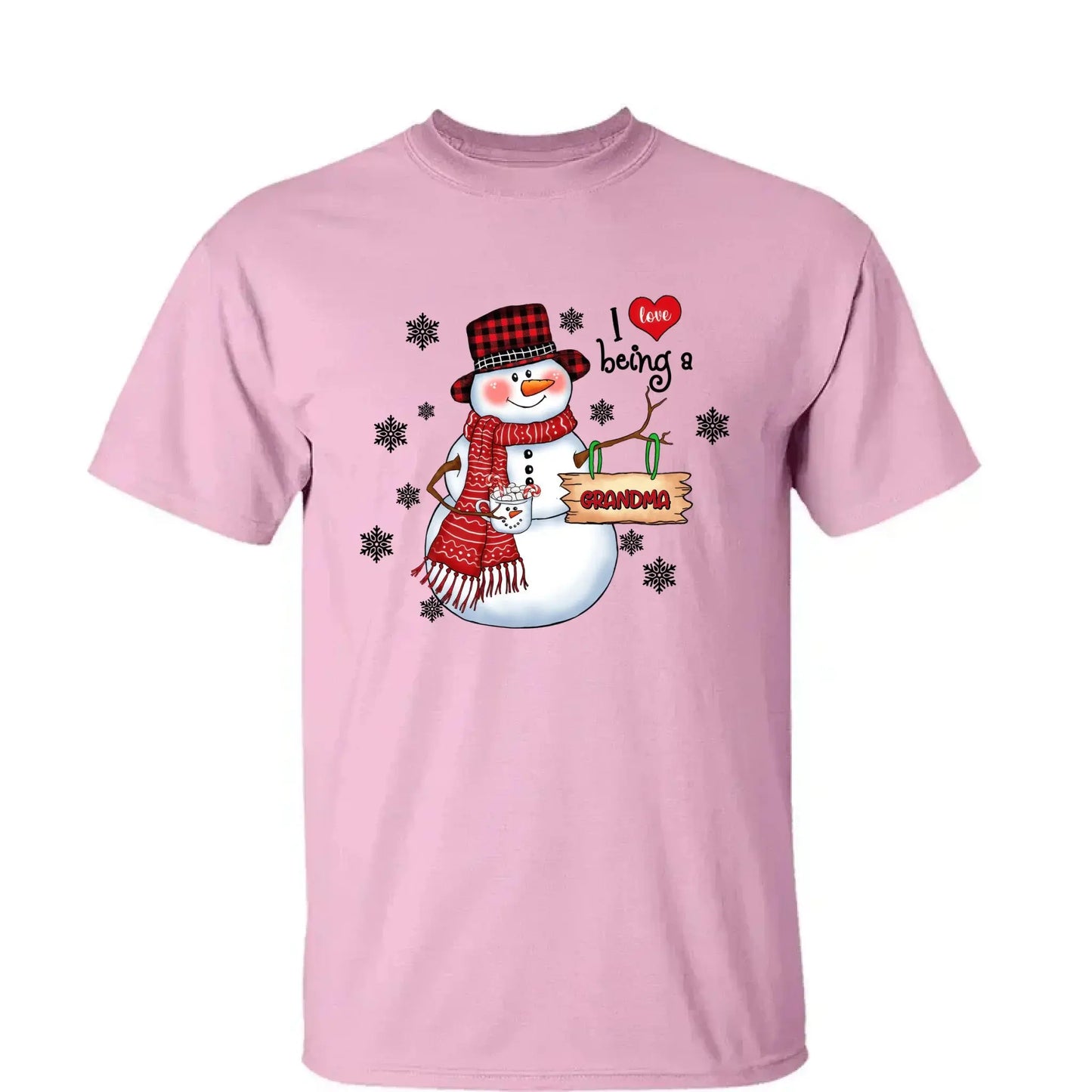 Snowman Christmas Grandma - Personalized Custom T Shirt - Christmas, Birthday, Loving, Funny Gift for Grandma, Grandpa Ezcustomize