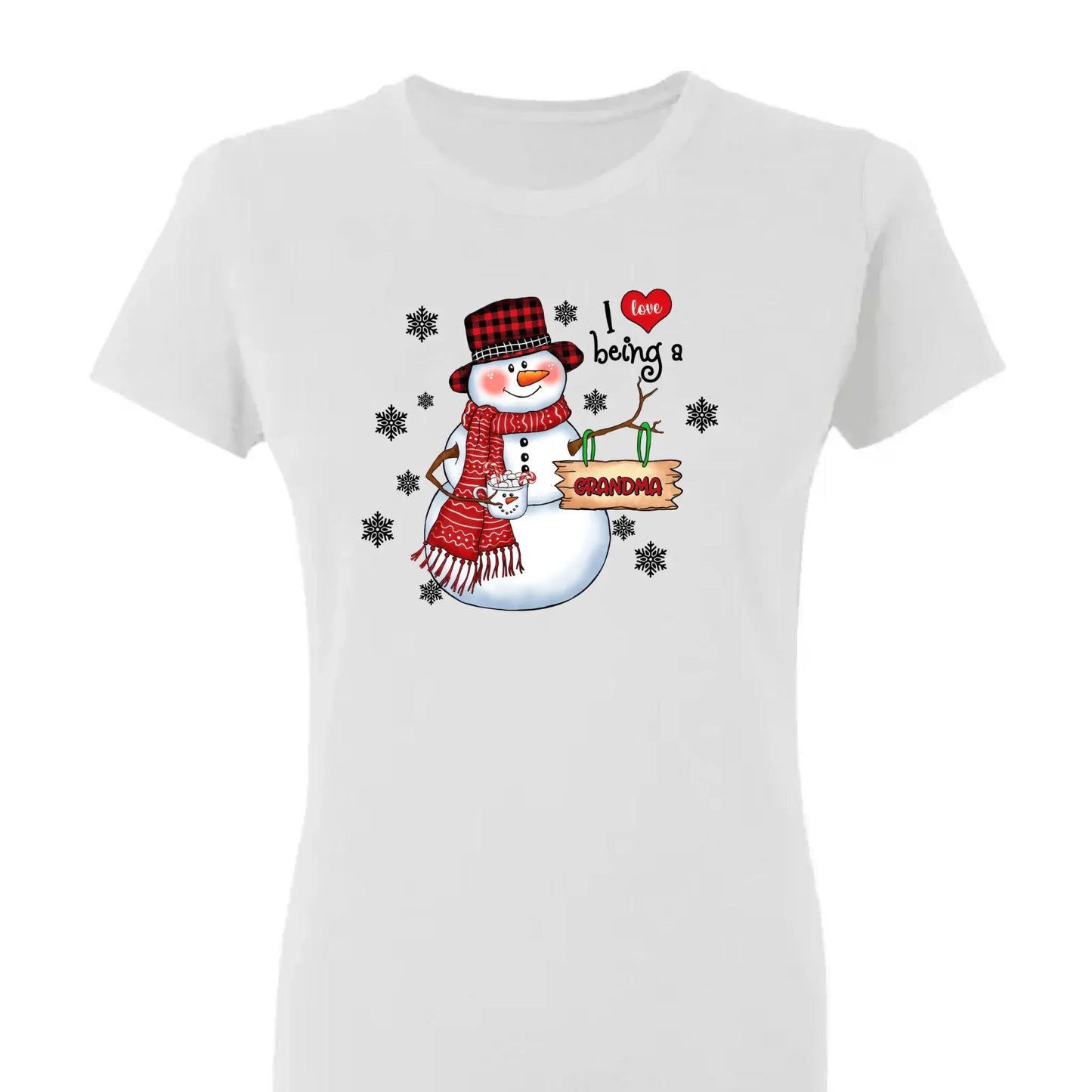 Snowman Christmas Grandma - Personalized Custom T Shirt - Christmas, Birthday, Loving, Funny Gift for Grandma, Grandpa Ezcustomize