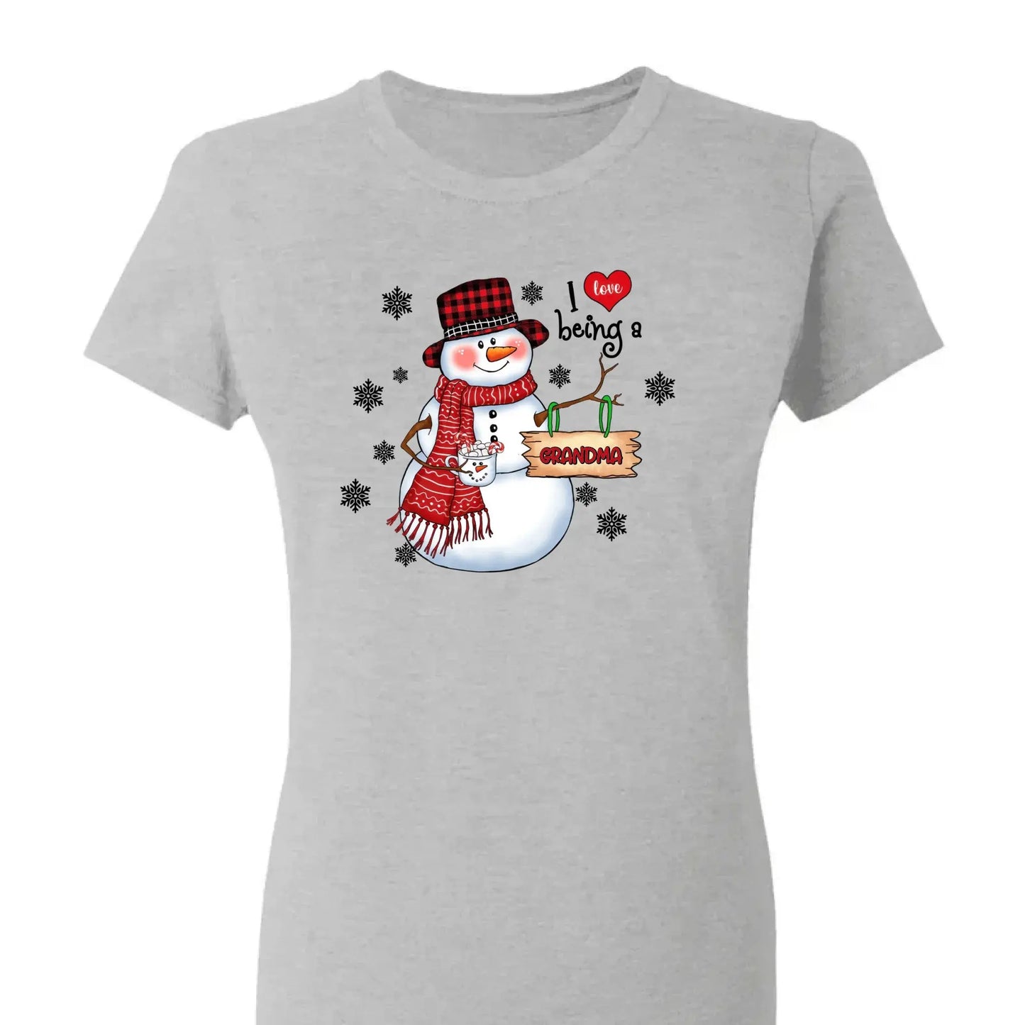 Snowman Christmas Grandma - Personalized Custom T Shirt - Christmas, Birthday, Loving, Funny Gift for Grandma, Grandpa Ezcustomize