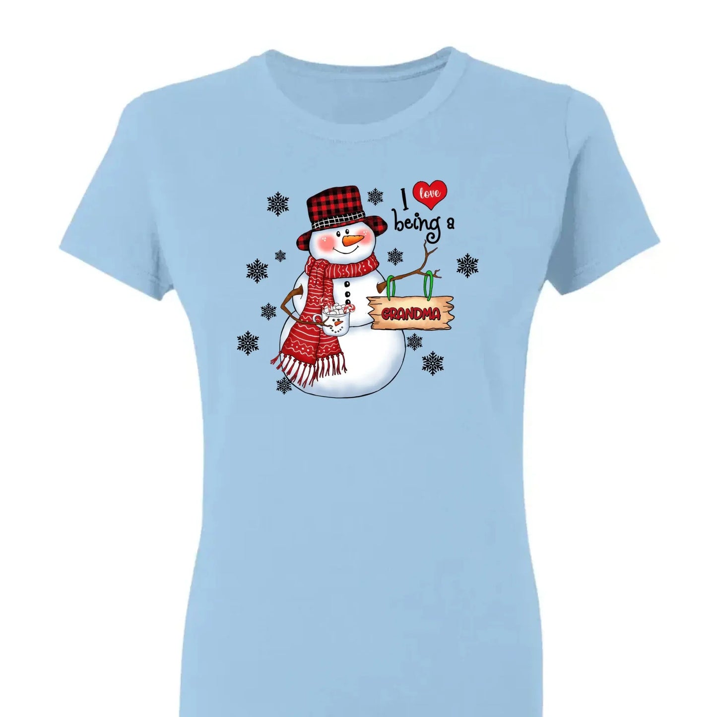 Snowman Christmas Grandma - Personalized Custom T Shirt - Christmas, Birthday, Loving, Funny Gift for Grandma, Grandpa Ezcustomize