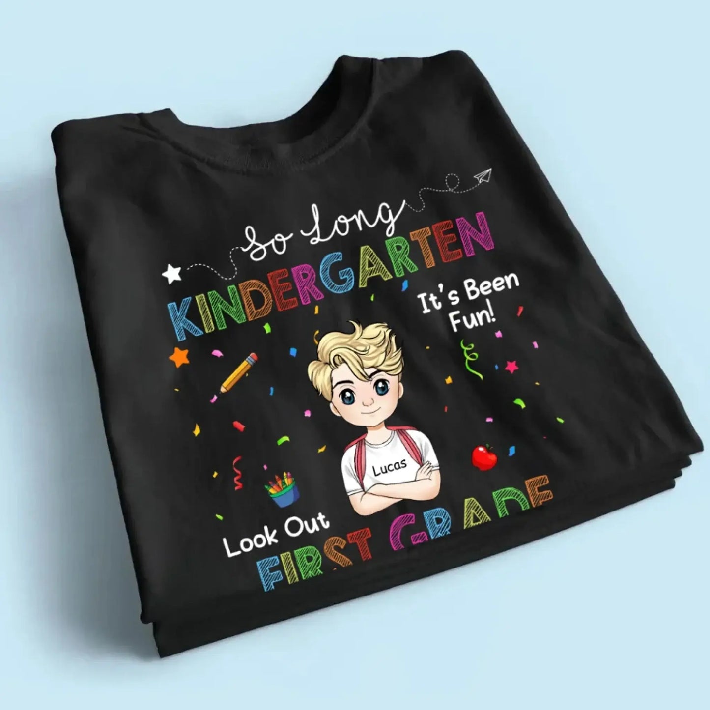 So Long Kindergarten Custom Shirt - Graduation Gift for Kids Moving to 1st Grade - Personalized Graduation Youth T-Shirt Ezcustomize
