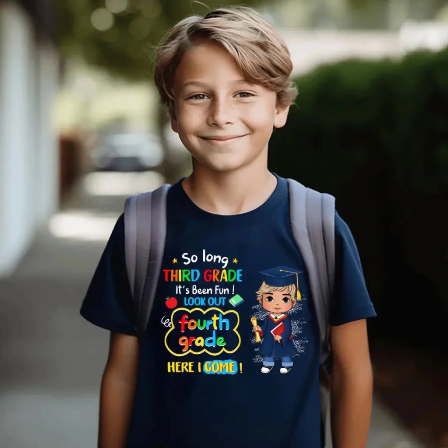 So Long Kindergarten, Look Out 1st Grade Here I Come T-Shirt | Personalized Youth Shirt | Custom Graduation Gift for Kids Ezcustomize