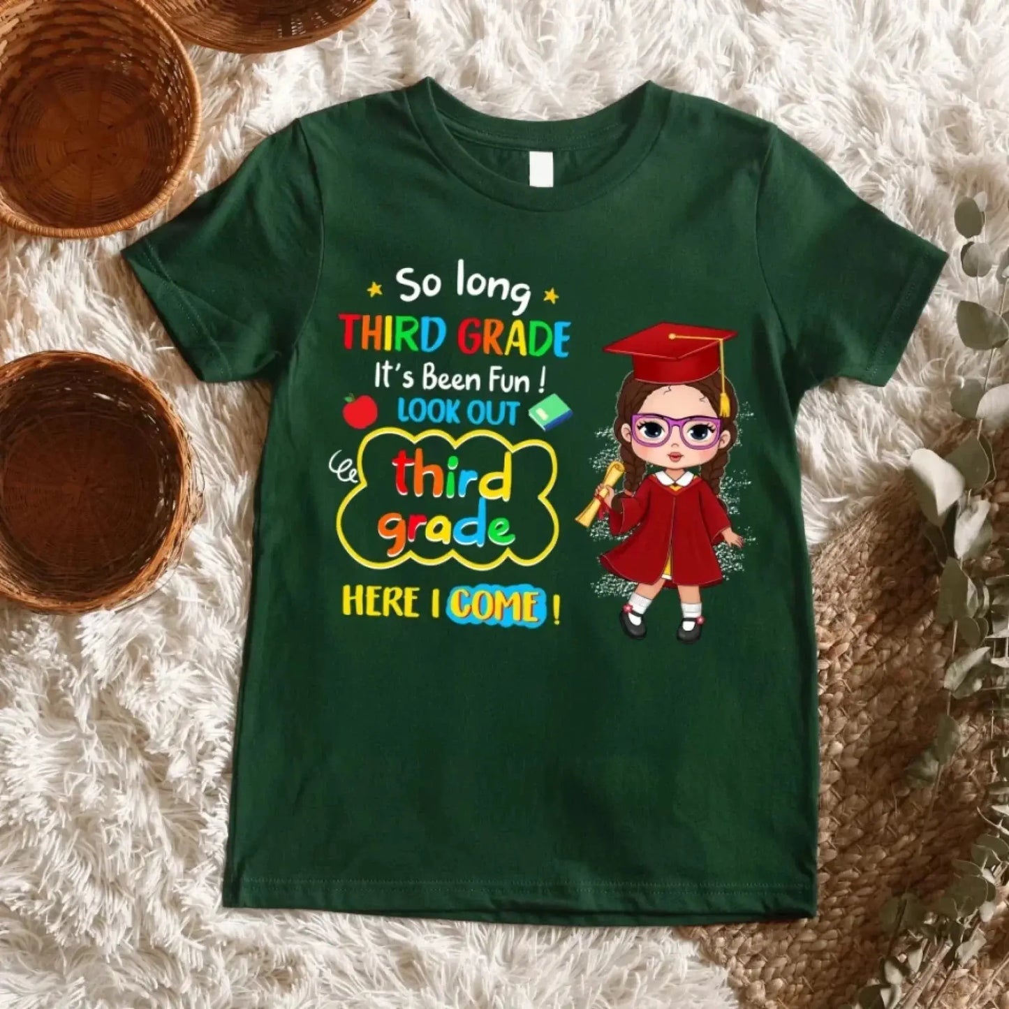 So Long Kindergarten, Look Out 1st Grade Here I Come T-Shirt | Personalized Youth Shirt | Custom Graduation Gift for Kids Ezcustomize