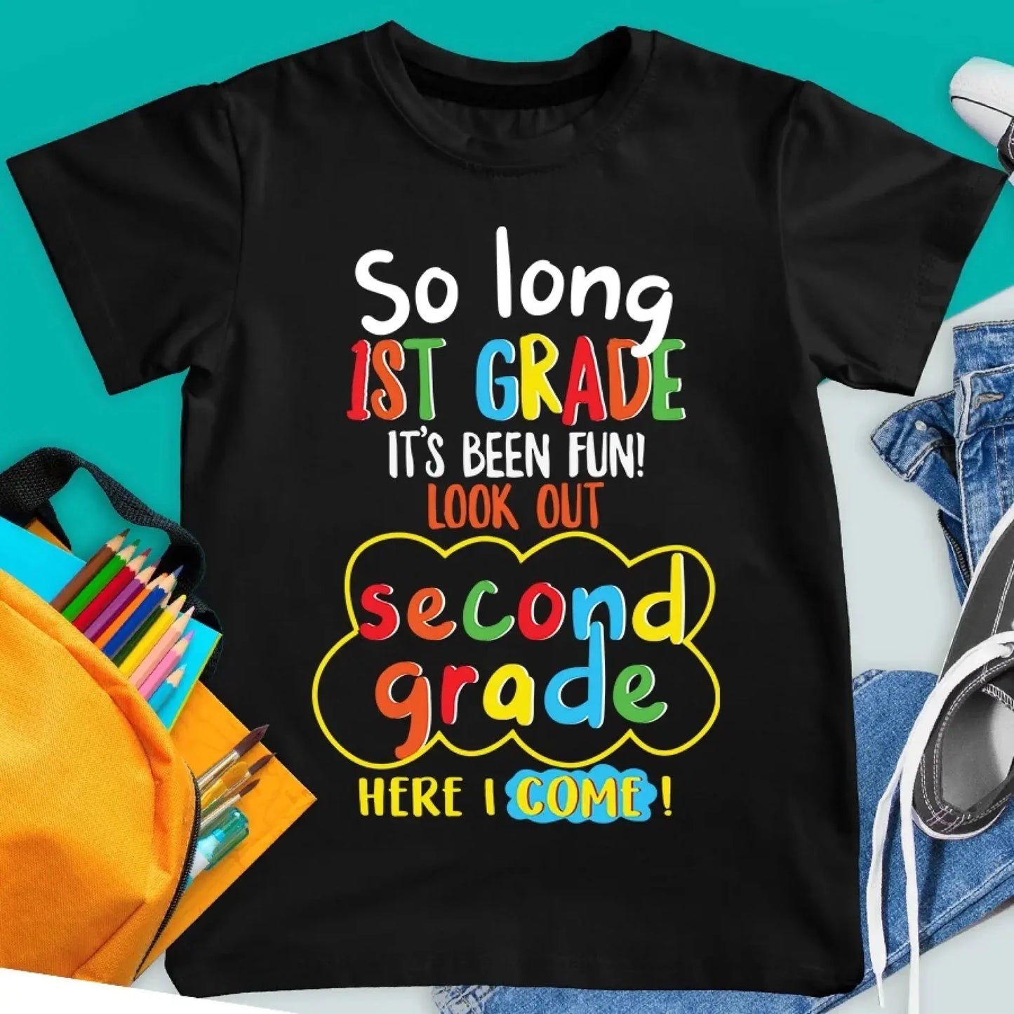 So Long Kindergarten, Look Out 1st Grade Shirt – Personalized Youth Tee – Custom Graduation Gift for Kids Ezcustomize