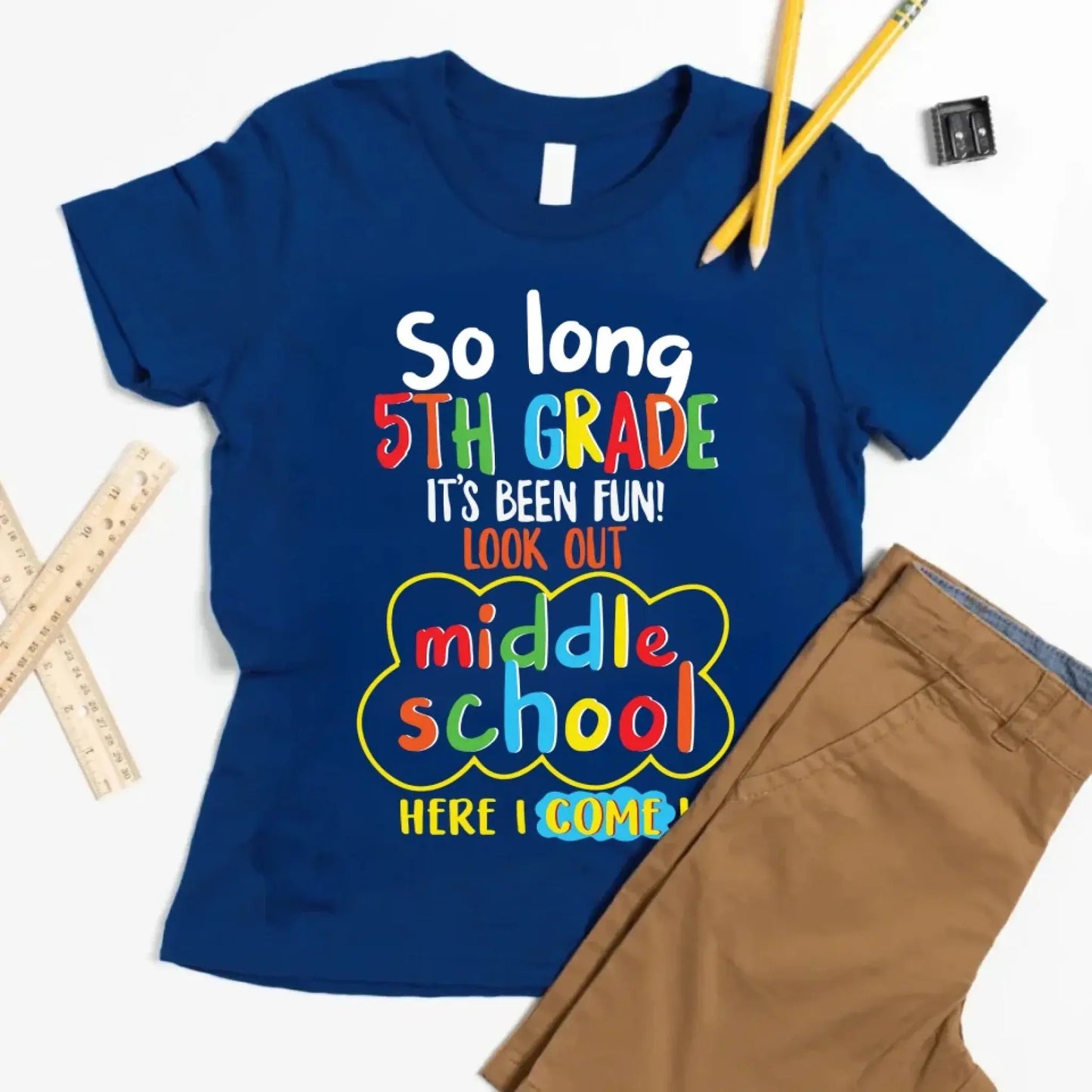 So Long Kindergarten, Look Out 1st Grade Shirt – Personalized Youth Tee – Custom Graduation Gift for Kids Ezcustomize