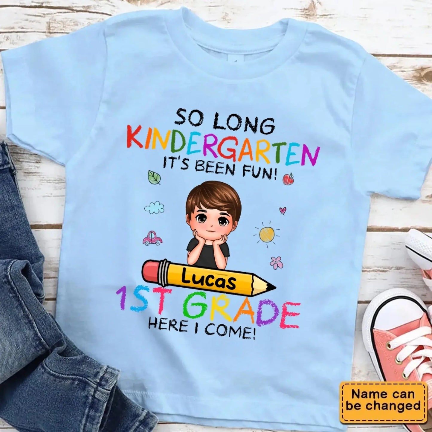 So Long Pre-K, It’s Been Fun – Personalized T-Shirt – 2025 Graduation Gift for Kids Moving to Kindergarten Ezcustomize