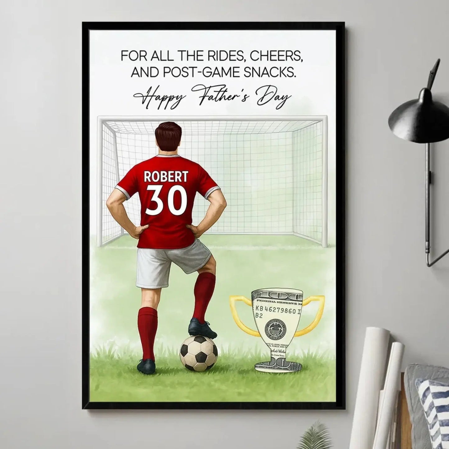 Soccer Dad Father’s Day Print – Personalized Money Gift Poster/Canvas – Custom Gift for Dad or Husband Who Loves Soccer Ezcustomize