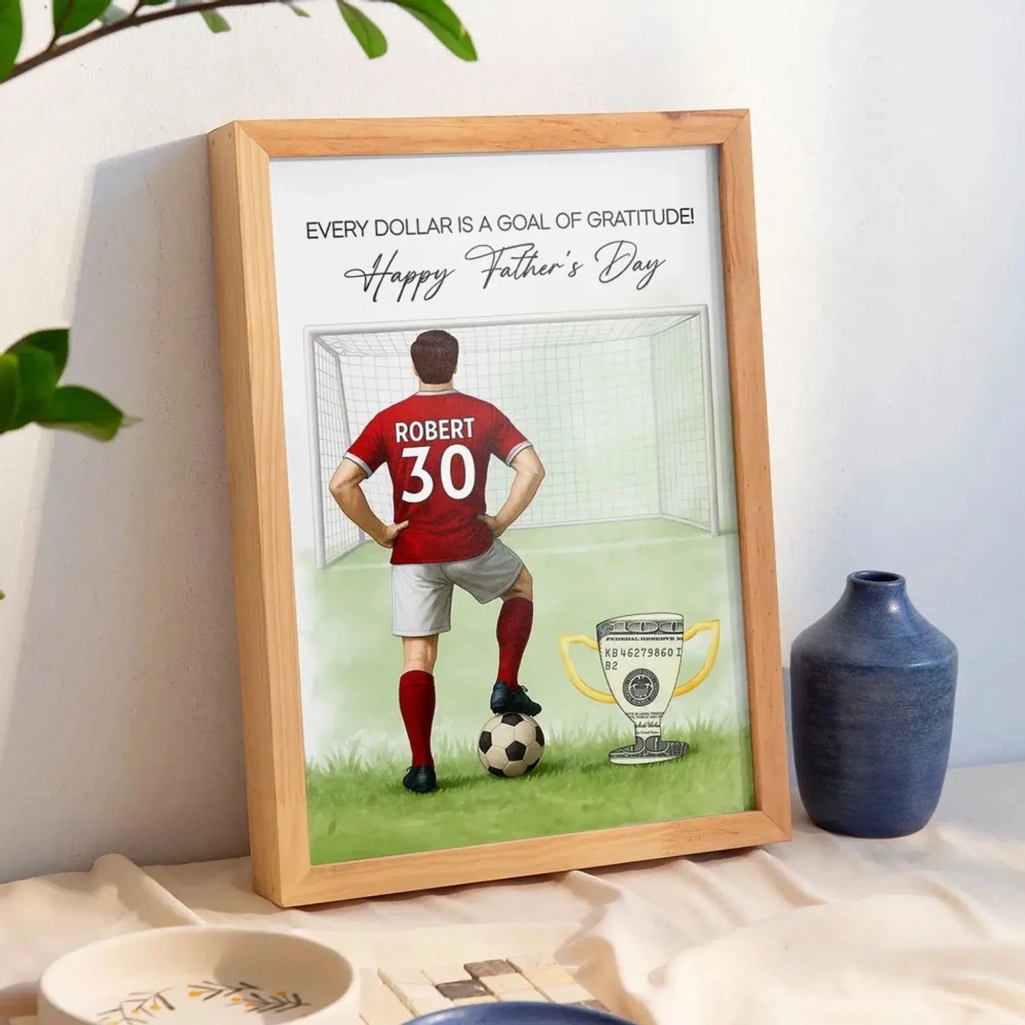 Soccer Dad Father’s Day Print – Personalized Money Gift Poster/Canvas – Custom Gift for Dad or Husband Who Loves Soccer Ezcustomize