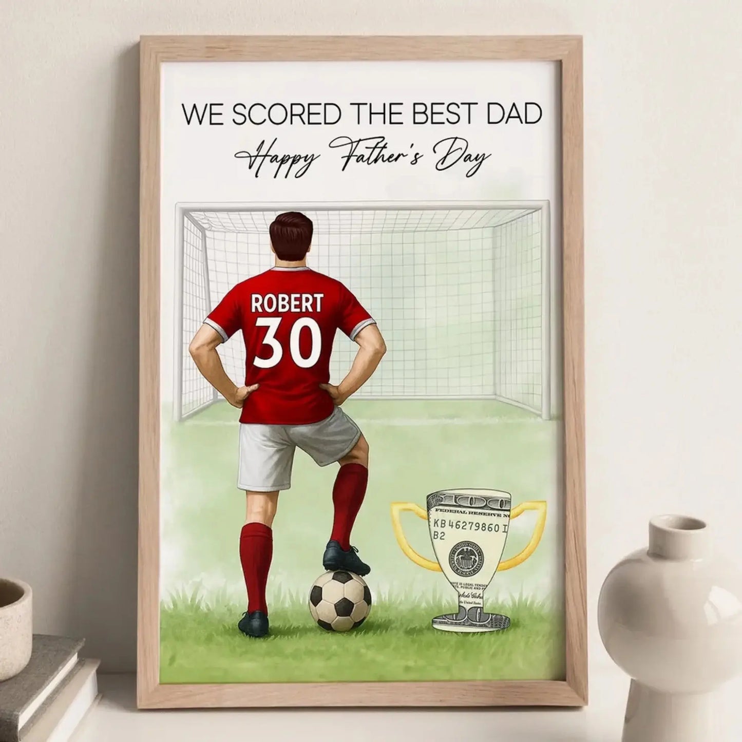 Soccer Dad Father’s Day Print – Personalized Money Gift Poster/Canvas – Custom Gift for Dad or Husband Who Loves Soccer Ezcustomize