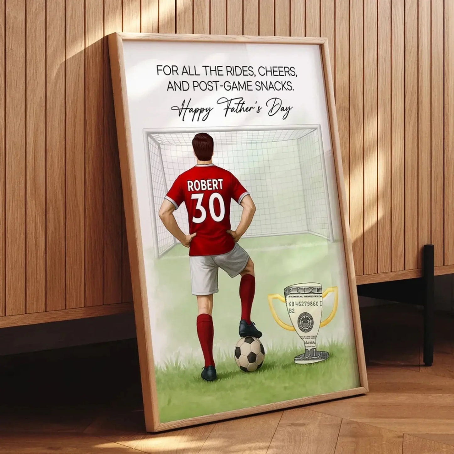 Soccer Dad Father’s Day Print – Personalized Money Gift Poster/Canvas – Custom Gift for Dad or Husband Who Loves Soccer Ezcustomize