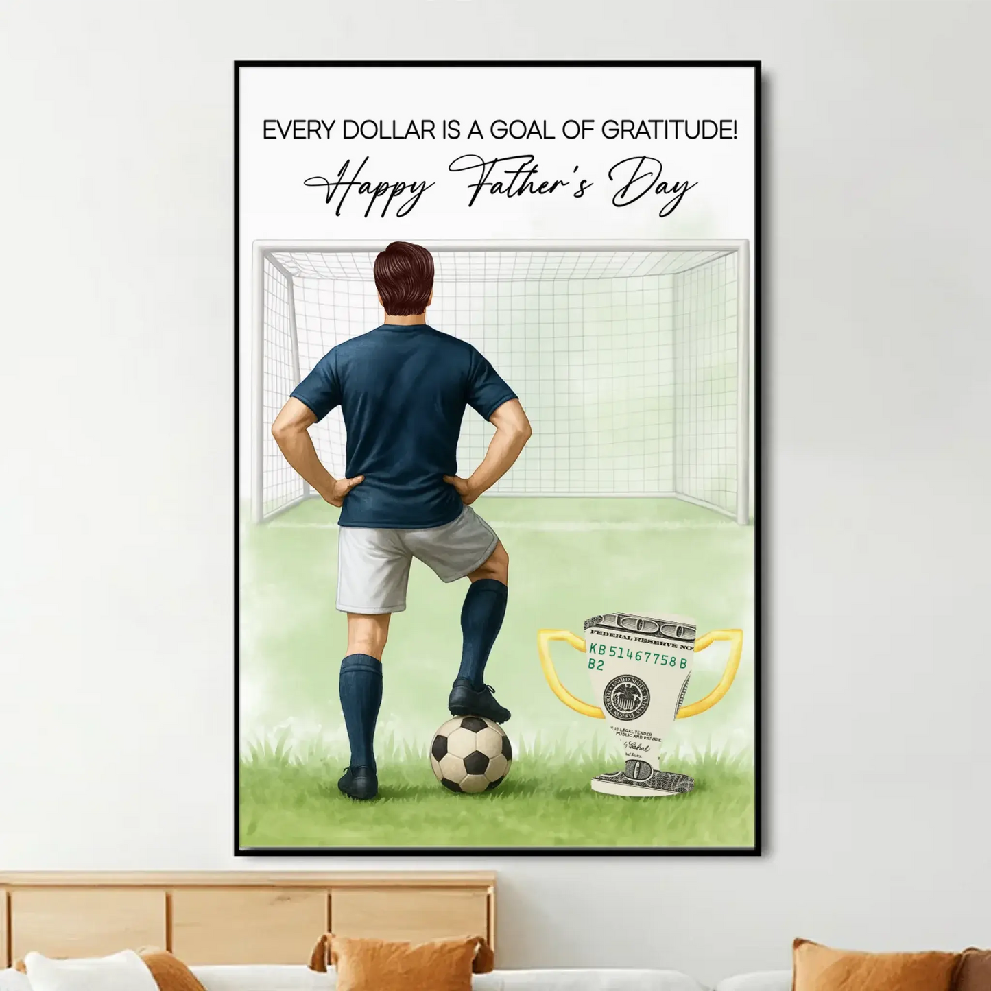 Soccer Dad Father’s Day Print – Personalized Money Gift Poster/Canvas – Custom Gift for Dad or Husband Who Loves Soccer Ezcustomize