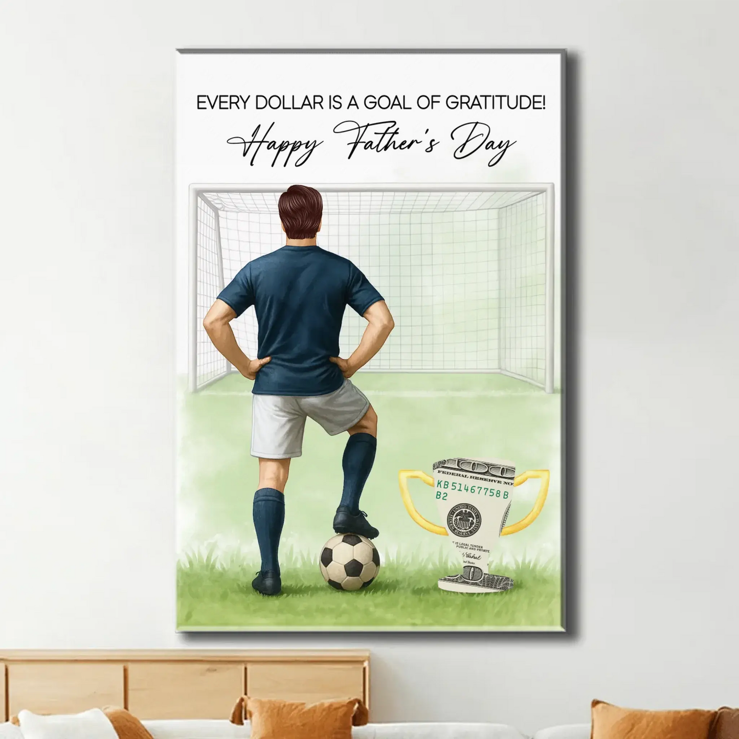 Soccer Dad Father’s Day Print – Personalized Money Gift Poster/Canvas – Custom Gift for Dad or Husband Who Loves Soccer Ezcustomize