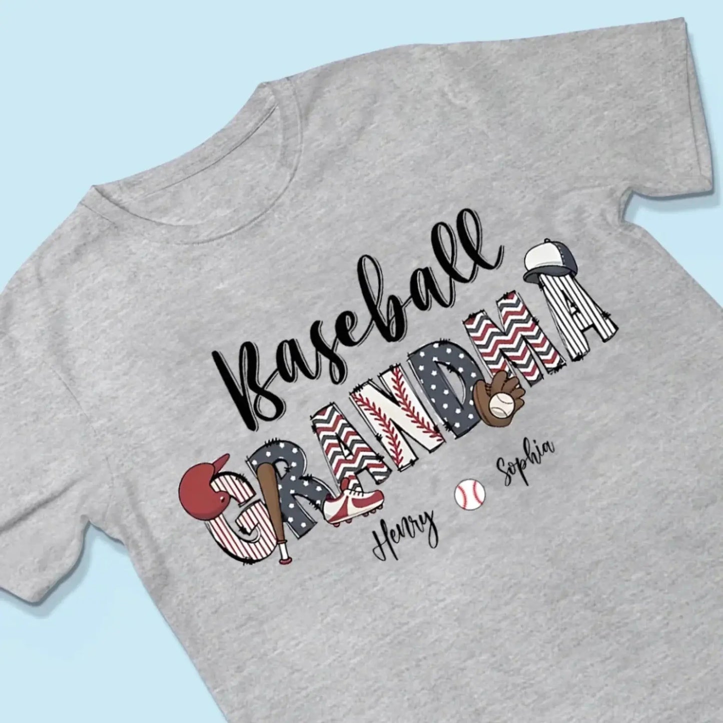 Sports Mom & Grandma Shirt – Personalized Softball T-Shirt – Custom Gift for Mom, Nana, or Grandma from Kid with Name Ezcustomize