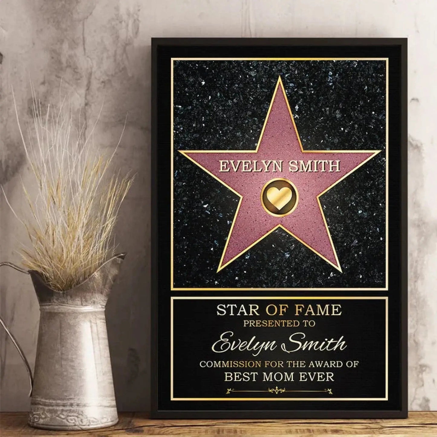 Star of Fame Custom Canvas – Personalized Hollywood Walk of Fame Style Poster Gift for Celebrity Fans, Friends, or Pets Ezcustomize