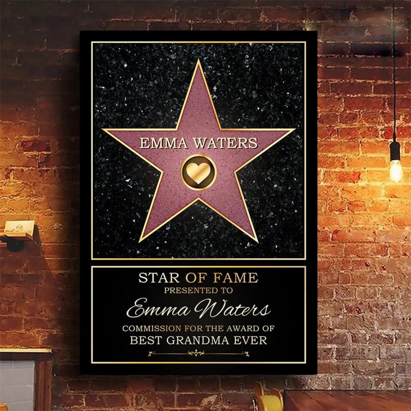 Star of Fame Custom Canvas – Personalized Hollywood Walk of Fame Style Poster Gift for Celebrity Fans, Friends, or Pets Ezcustomize