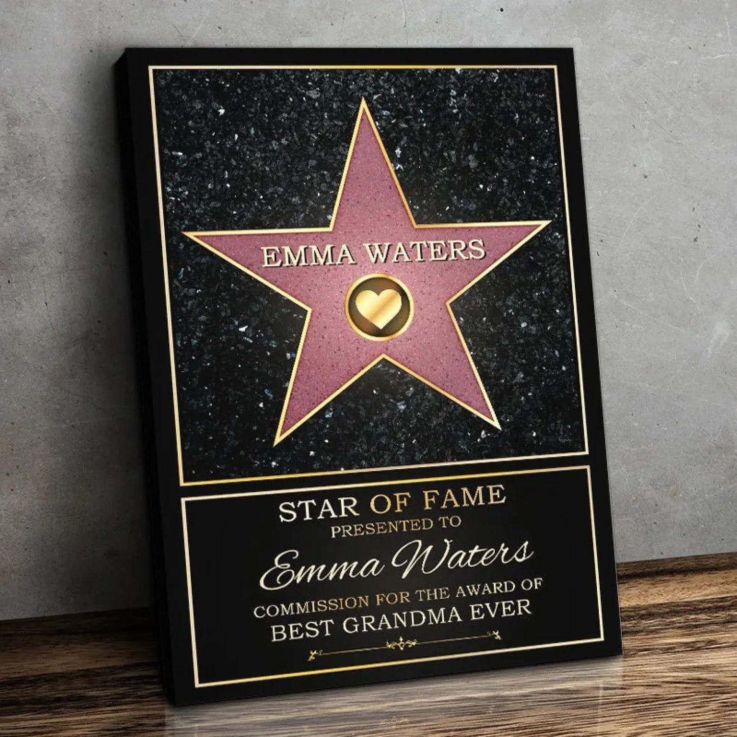 Star of Fame Custom Canvas – Personalized Hollywood Walk of Fame Style Poster Gift for Celebrity Fans, Friends, or Pets Ezcustomize